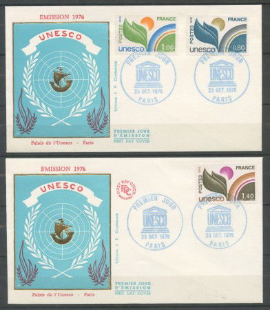 1976 - FRANCIA - SERVIZIO DELL'UNESCO 3v. - 2 BUSTE FDC - LOTTO/25874