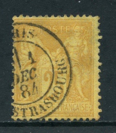 1879 - FRANCIA - 25c. GIALLO BISTRO - USATO A STRASBURGO - LOTTO/27073A