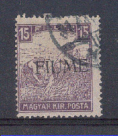 1918 - LOTTO/4106 - FIUME -  15 FILLER VIOLETTO MIETITORI