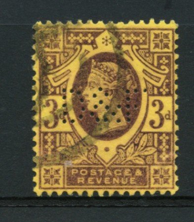 1887 - LOTTO/12312 - GRAN BRETAGNA - 3p. GIUBILEO REGINA VITORIA - PERFIN USATO