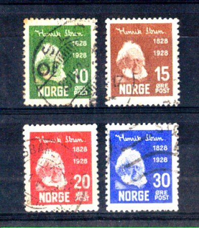 1928 - LOTTO/NORV131CPU - NORVEGIA - HENRICK IBSEN  4v. - USATI