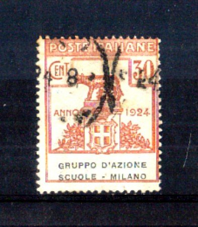 1924 - LOTTO/11374 - REGNO - 30c. GRUPPO D'AZIONE SCUOLE MILANO - USATO