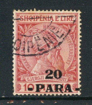 1914 - ALBANIA - 20p. su 10q. ROSSO - USATO - LOTTO/29614