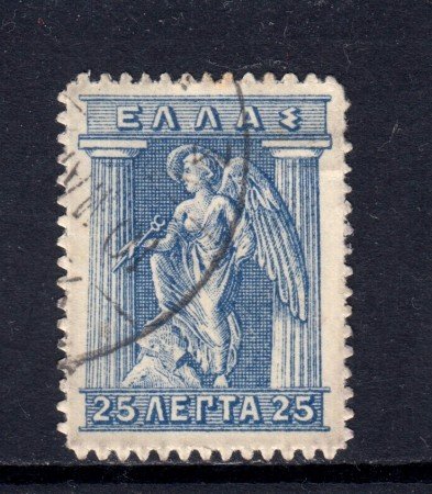 1912/22 - GRECIA - 25 l. OLTREMARE IRIS USATO - LOTTO/32328