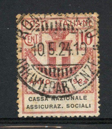 1924 - REGNO - 10c. CASSA NAZIONALE ASSICURAZIONI SOCIALI - USATO - LOTTO/30240