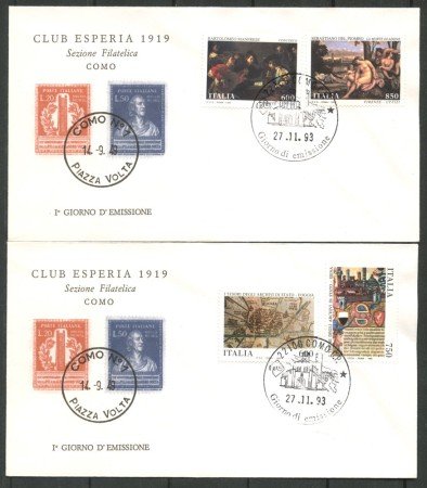 1993 - REPUBBLICA - LOTTO/39035 - TESORI DEI MUSEI 4v. - 2 BUSTE FDC
