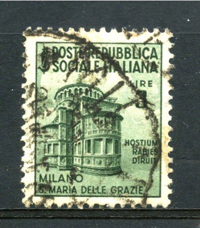 1945 - REPUBBLICA SOCIALE - LOTTO/24765 - 3 LIRE MONUMENTI DISTRUTTI - USATO