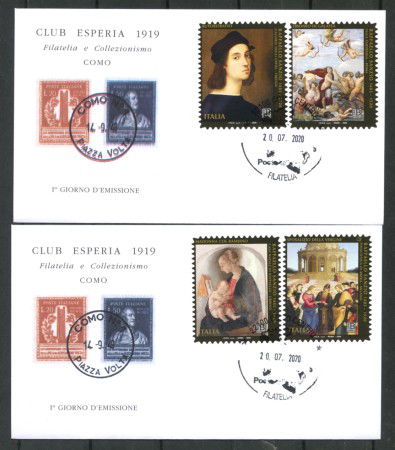2020 - ITALIA REPUBBLICA - RAFFAELLO SANZIO  - 2 BUSTE FDC - LOTTO/36378