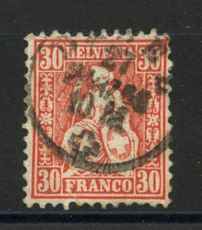 1862 - SVIZZERA - 30 CENTESIMI VERMIGLIO - USATO - LOTTO/34002