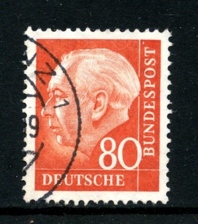 1957 - GERMANIA FEDERALE - 80p. ROSSO ARANCIO HEUSS - USATO - LOTTO/30805u