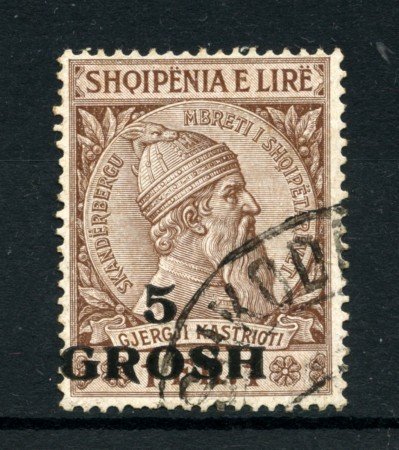 1914 - LOTTO/15064 - ALBANIA - 5 Gr. su 1 F. SEPPIA - USATO