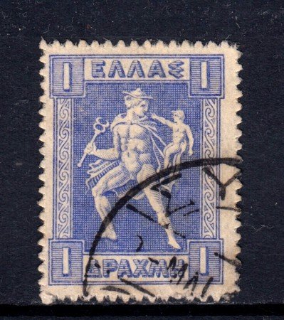 1911/21 - GRECIA - 1d. OLTREMARE HERMES - USATO - LOTTO/32318