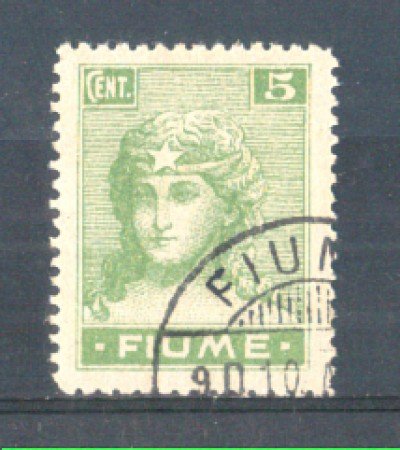 1919 - LOTTO/FIU34U - FIUME -  5c. VERDE GIALLO USATO