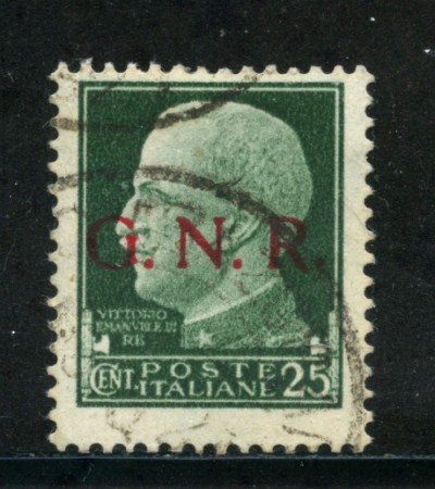 1943 - REPUBBLICA SOCIALE - 25c. SOPRASTAMPATO GNR - USATO - LOTTO/29860