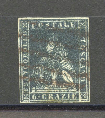 1851/52 - TOSCANA - LOTTO/40279 - 6 CRAZIE ARDESIA SU GRIGIO - USATO