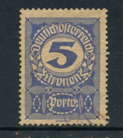 1920 - LOTTO/14284A - AUSTRIA - SEGNATASSE 5 K. CARTA GRIGIA - USATO