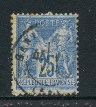 1876 - FRANCIA - 25c. OLTREMARE - USATO - LOTTO/27064