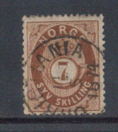 1872 - LOTTO/NORV21U - NORVEGIA - 7 Sk. BRUNO - USATO