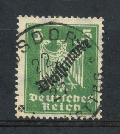 1924 - GERMANIA REICH SERVIZI - 5p. VERDE  SOPRASTAMPATO - USATO - LOTTO/29276