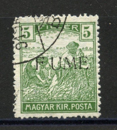 1918 - FIUME - LOTTO/39748 - 5 F. VERDE - USATO - VARIETA'
