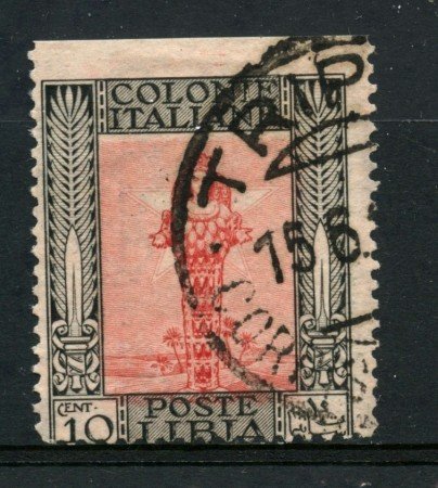 1921 - LIBIA -  LOTTO/30044 - 10c. PITTORICA NON DENTELLATO IN ALTO - USATO - 