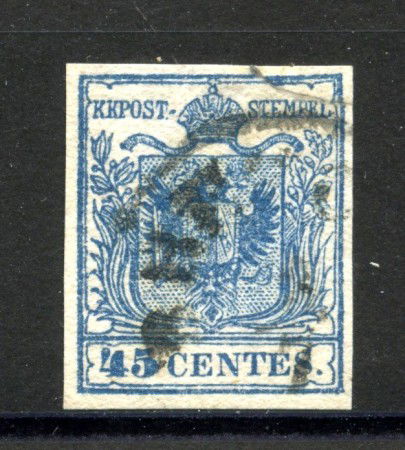 1855 - LOMBARDO VENETO - LOTTO/40991 - 45 CENT. AZZURRO III° TIPO - USATO