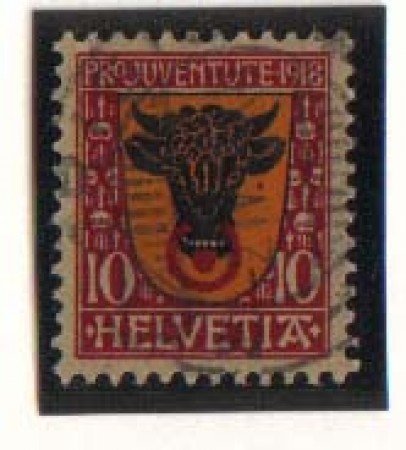 1918 - LOTTO/1890 -  SVIZZERA - 10+5c. PRO JUVENTUTE - USATO