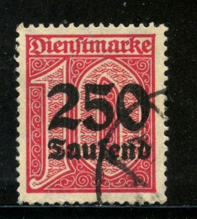 1923 - GERMANIA REICH SERVIZI - 250 su 10p. CARMINIO - USATO - LOTTO/29267