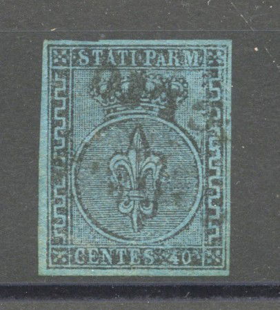 1852 - DUCATO DI PARMA - LOTTO/40956 - 40 CENT. AZZURRO - USATO