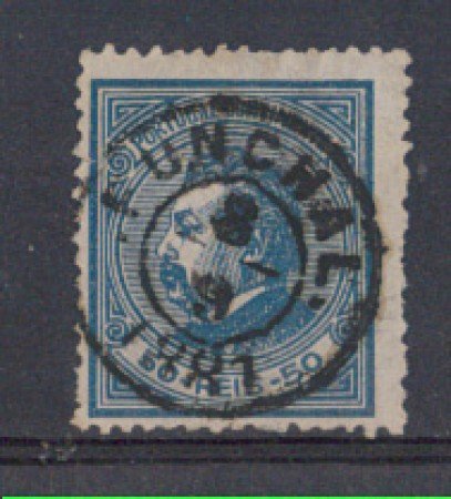1879 - LOTTO/9643CU - PORTOGALLO - 50r. AZZURRO - USATO