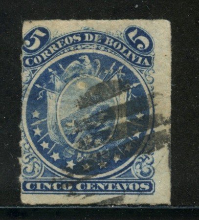 1878 - BOLIVIA - 5c. BLU STEMMA - USATO - LOTTO/29133B