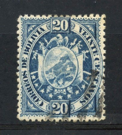 1894 - BOLIVIA - 20c. BLU STEMMA - USATO - LOTTO/29147