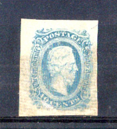 1863/64 - LBF/2977 - STATI CONFEDERATI D'AMERICA - 10c. AZZURRO  JEFFERSON