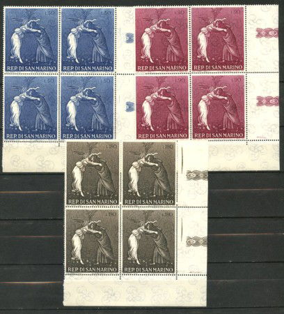1968 - LOTTO/7915Q - SAN MARINO - NATALE  3v.- QUARTINE NUOVI