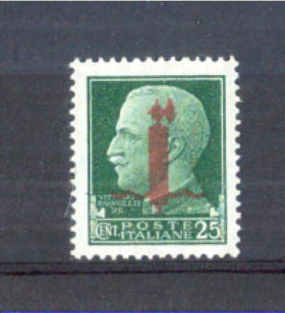 1944 - LOTTO/11441 - RSI - 25c. VERDE SOPRASTAMPA  ROSSA - NUOVO