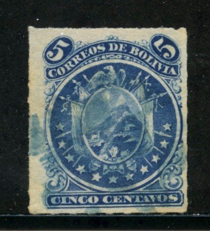 1878 - BOLIVIA - 5c. BLU STEMMA - USATO - LOTTO/29133A