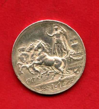 1917 - ITALIA REGNO - LOTTO/M47549 - 1 LIRA ARGENTO QUADRIGA VELOCE