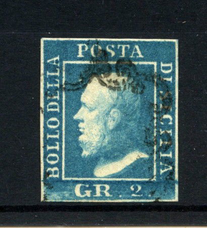 1859 - SICILIA - LOTTO/43201- 2 GRANA AZZURRO  - USATO