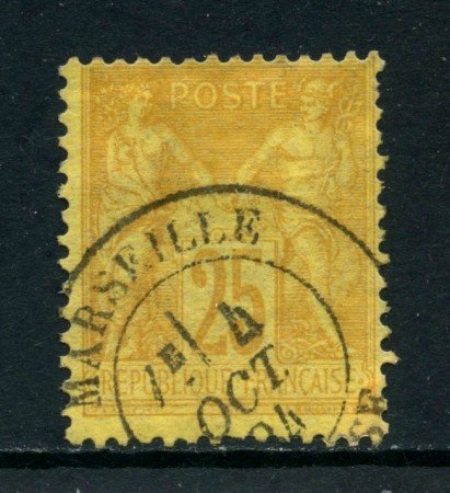 1879 - FRANCIA - 25c. GIALLO BISTRO - USATO A MARSIGLIA - LOTTO/27073