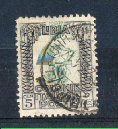 LIBIA - 1926/30 - LOTTO/LIBIT60U - 5c. NERO VERDE PITTORICA - USATO