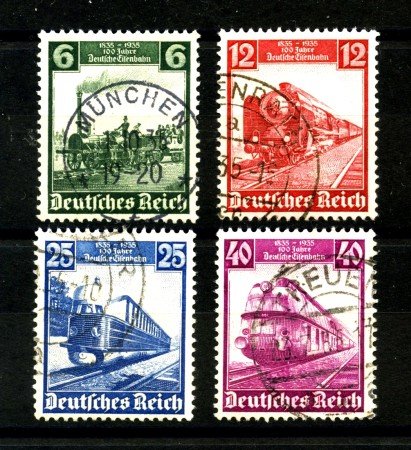 1935 - GERMANIA REICH - CENTENARIO FERROVIE  4v. - USATI - LOTTO/37495