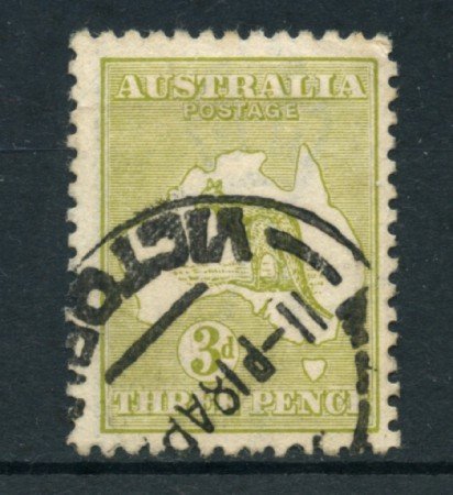 1912/19 - LOTTO/21534 - AUSTRALIA - 3d. VERDE OLIVA - USATO