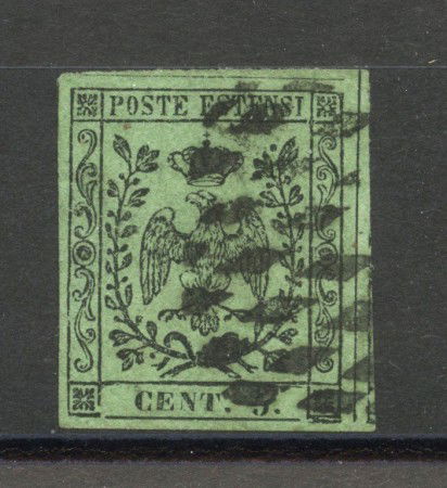 1855 - DUCATO DI MODENA - LOTTO/40216 - 5 cent. VERDE OLIVA - USATO
