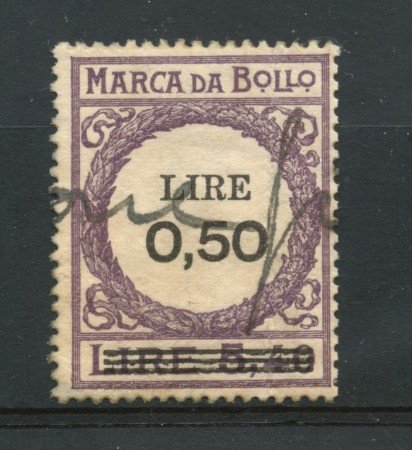1920 - REGNO - MARCA DA BOLLO DA 0,50 LIRE su 5,40 VIOLA - LOTTO/32461