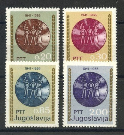 1966 - JUGOSLAVIA - INSURREZIONE NAZIONALE  4 v. - NUOVI - LOTTO/34035