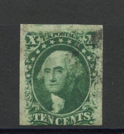 1855 - STATI UNITI - LOTTO/41512 - 10 CENT. VERDE G.WASHINGTON - USATO