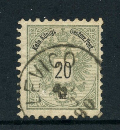 1883 - AUSTRIA - 20 K. GRIGIO LILLA - USATO - LOTTO/26769