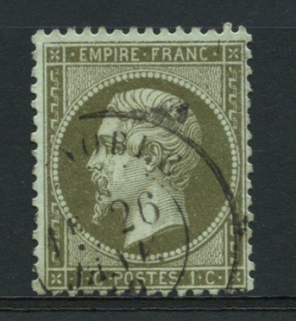 1862 - LOTTO/12373 - FRANCIA - 1c. VERDE OLIVA NAPOLEONE III° - USATO