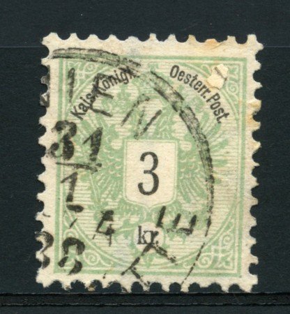 1883 - LOTTO/14169 - AUSTRIA - 3 K. VERDE  - USATO