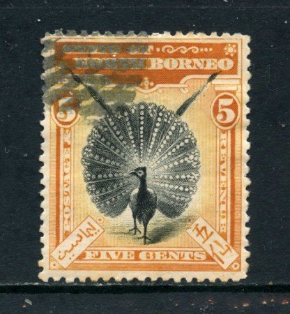 1897/900 - NORD BORNEO - 5 CENT. ARANCIO E  NERO - USATO - LOTTO/26988